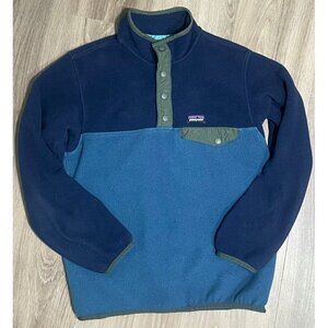 Patagonia Synchilla Snap T Pullover Fleece Sweater Youth Boys Medium Blue